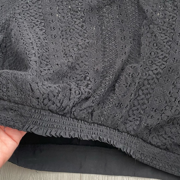 Express • Stunning Leather and Lace Black Long Sleeve Blouse Top - Picture 9 of 15